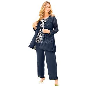 Женский костюм-тройка с вышивкой plus size Catherines, Navy