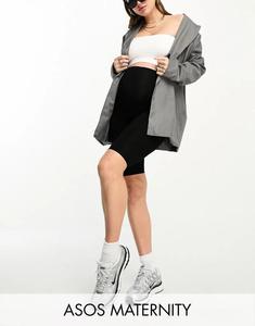 Черные базовые шорты-леггинсы с выпуклым поясом ASOS DESIGN Maternity
