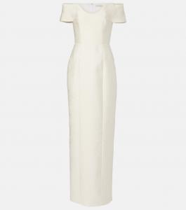 Платье-футляр Aislinn с цветочным принтом Emilia Wickstead, Ivory Cloque