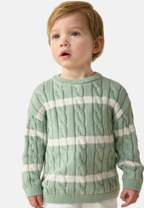 Свитер STRIPE CABLE CREW NECK Next, зеленый