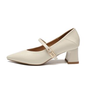 Туфли Мэри Джейн на массивном каблуке для женщин ZHR, Beige