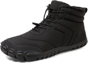 Водонепроницаемые походные ботинки для мужчин и женщин, зимние прогулочные и походные ботинки, теплые кроссовки с нулевым перепадом, широким носком, минималистические снежные ботинки, здоровые противоскользящие ботинки для бега по тропе Movnebyro, черный