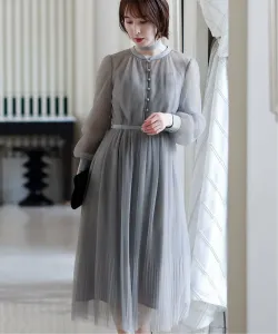 Плиссированное прозрачное платье, свадебное платье, вечернее платье, платье для встречи выпускников, платье для вечеринки, приглашение Pourvous, цвет Gray