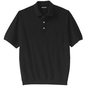 Мужская рубашка-поло из пике с большими и высокими полосками и нижними карманами размера King KingSize, черный