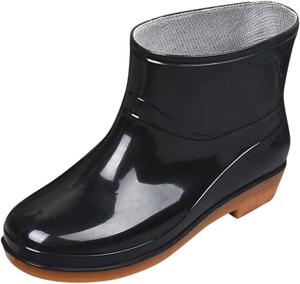 BORAMAX высокие резиновые сапоги для женщин и водонепроницаемая обувь для сада, противоскользящие резиновые сапоги для дам, стильная легкая обувь для мойки автомобиля, ухода за газоном и садоводства, K-Black