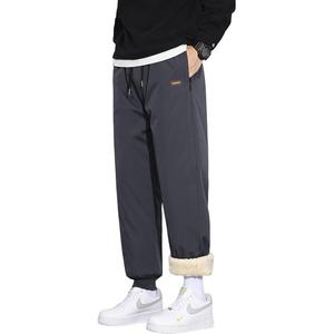 Хлопковые брюки Unisex утепленные с флисовой подкладкой прямого кроя WARRIOR, темно-серый-elastic cuff[free diy badge]