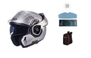 FF906 сертифицированный CCC модульный шлем KPA с двойным стеклом для поездок и путешествий на мотоцикле LS2, серый/белый