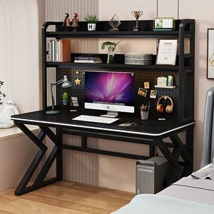 Компьютерный стол Xinmeikai с полками 80x60x170 см, черная рама + карбон, с перфорированной панелью