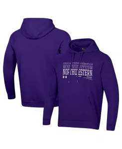 Мужская фиолетовая толстовка Northwestern Wildcats 2024 Sideline Wordmark Rival с капюшоном Under Armour