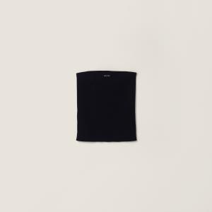 Коттоновый вязаный топ-бандо MIU MIU, темно-синий