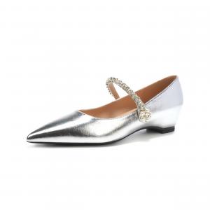 Туфли Мэри Джейн на массивном каблуке для женщин Beijiani, Silver