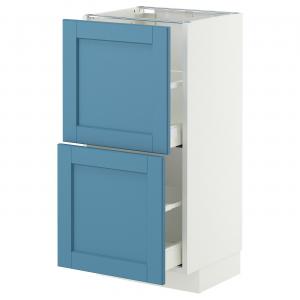 Тумба под шкаф с 2 выдвижными ящиками, белая/синяя Lerhyttan, 40x37 см IKEA Metod / Maximera