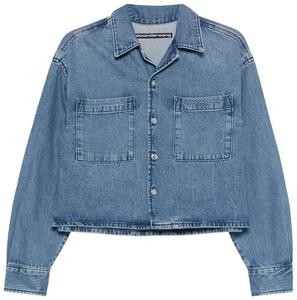 Укороченная рубашка с длинными рукавами Alexander Wang, синий