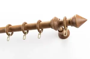 Карниз GARESA "Palmo", 1 направляющая, желаемая длина, комплект для штор из дерева, выдвижной, с кольцами/2 направляющие 2,7х460 см, цвет kirschbaum