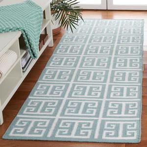 SAFAVIEH, 77 x 275 см, Ковер-дорожка handmade, плоского плетения, коллекция Dhurries, цвет blue/ivory, артикул DHU626A, премиальная шерсть и банановый шелк