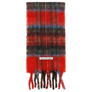 Пледовый шарф с бахромой Acne Studios, красный/синий
