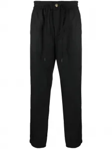 Брюки прямого кроя с завязкой и логотипом Versace Jeans Couture, черный