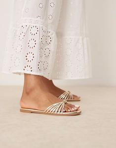 Сандалии RAID Bella с золотыми узлом и ремешками на плоской подошве