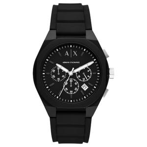ARMANI EXCHANGE Мужские часы AE с кварцевым механизмом, силиконовым ремешком, черным циферблатом 44 мм