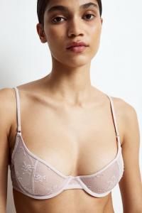 Кружевной бюстгальтер без подкладок на косточках H&M, розовый
