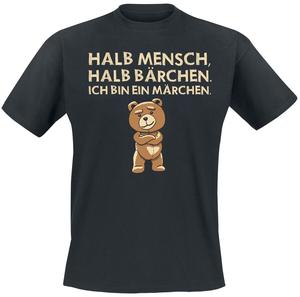 Футболка Tierisch Halb Mensch, halb Bärchen. Ich bin ein Märchen., черный