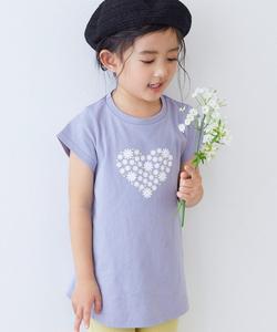 Футболка-туника с принтом "Дьявольская лаборатория", 100% хлопок Devirock, цвет 014-Flower Heart-G Blue