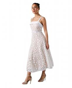 Женское миди-платье из сетчатой ткани с пайетками и поясом Coast, White