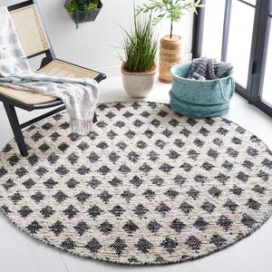 Круглый ковер 183 x 183 см SAFAVIEH Natura Collection бежевый/черный NAT348B ручной работы плоского плетения из шерсти и кожи