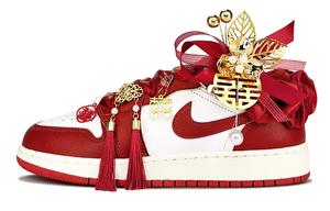 Jordan Кроссовки Air 1 Red Bird элегантные устойчивые к истиранию низкие винтажные баскетбольные unisex белые красные