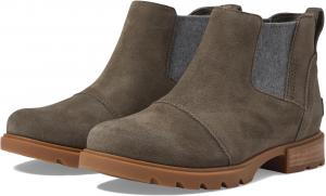 Ботинки женские SOREL Emelie III Chelsea водонепроницаемые на блочном каблуке, серо-коричневый