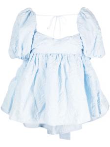 Cecilie Bahnsen блузка с цветочным тиснением и оборками, синий