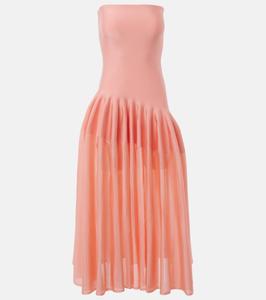 Платье макси без бретелек со складками Alaïa, Peche