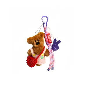 Очаровательный кулон плюшевая кукла медведь в стиле кунг-фу бин с подтяжками высота 13см 77 SEVEN DREAM, красно-коричневый