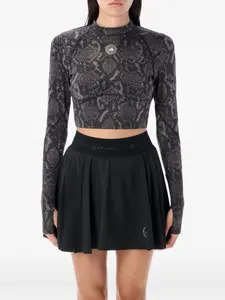 Топ с длинными рукавами и змеиным принтом Adidas By Stella Mccartney, коричневый