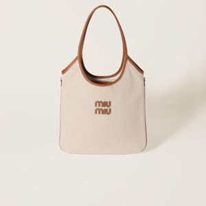 Сумка IVY из холста и кожи MIU MIU, бежевый