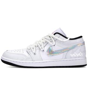 Jordan Баскетбольные кроссовки Air 1 Moonlit Cloud Gap, износостойкие, низкие, винтажные, мужские, серо-белые