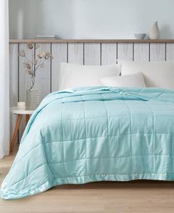 Одеяло Cambria Oversized с наполнителем из искусственного пуха и атласной отделкой, размер Full/Queen Madison Park, серо-голубой