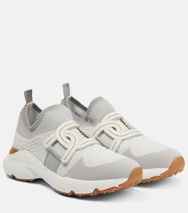 Трикотажные кроссовки с кожаной отделкой Tod's, серый