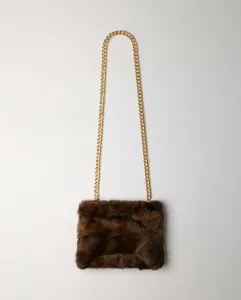 Сумка из меха норки с возможностью ношения в разных положениях De La Roca, коричневый