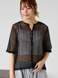 Блузка с цветочным кружевом, распускающимся в двух направлениях, спереди и сзади Ehka Sopo, цвет Black