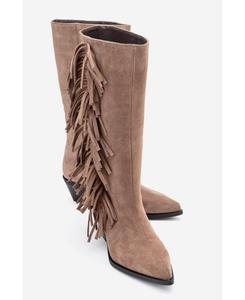 Женские кожаные сапоги Orlo в стиле вестерн с бахромой Forever & Always Shoes, Cognac suede leather