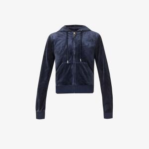 Велюровая толстовка стандартного кроя с вышитым логотипом Juicy Couture, синий
