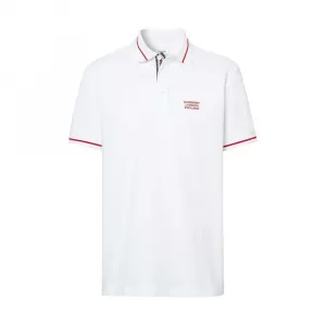 Футболка поло с коротким рукавом белая с вышитым логотипом Burberry