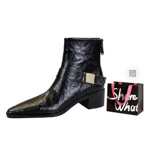 BIGTREE Женские темно-коричневые и черные полусапожки с черной сумкой для покупок, цвет Black+Shopping Bag