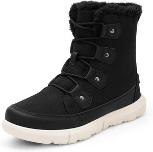 Женские зимние ботинки DREAM PAIRS с уютным искусственным мехом, противоскользящие снежные ботинки на шнуровке, комфортные, стильные короткие ботильоны для холодной погоды и прогулок по городу, Black