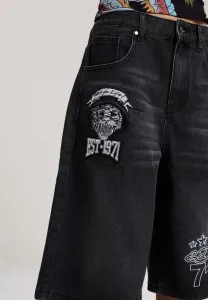 Джинсовые шорты с татуировками в виде множества значков Ed Hardy, Black