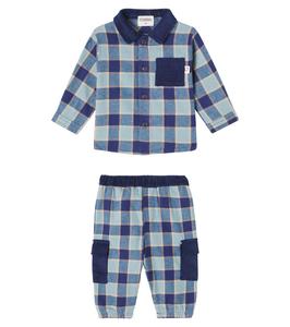 Комплект из детской клетчатой фланелевой рубашки и спортивных штанов Cozmo, Artic Blue