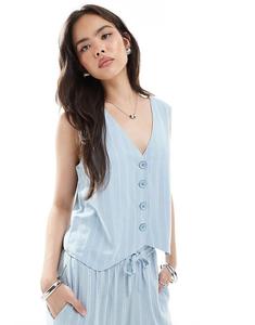 Строгий жилет Pieces в светло-голубую полоску