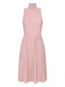 Платье миди с высоким воротником Elisabetta Franchi, розовый
