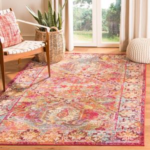 Ковер SAFAVIEH, 201 x 280 см, Crystal Collection, Fuchsia & Light Blue, дизайн в стиле бохо шик с восточными мотивами и эффектом потертости, не линяет, прост в уходе, идеален для помещений с высокой проходимостью в гостиной, спальне (CRS516B)